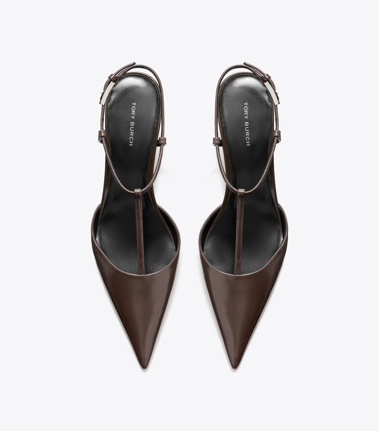 Tory Burch designer escarpins Salomés Gigi à talon compensé in Cocoa dessus