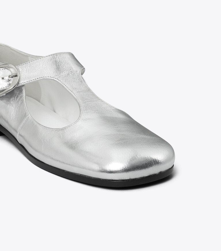 Tory Burch designer mocassins Salomés Violet in SILVER angle