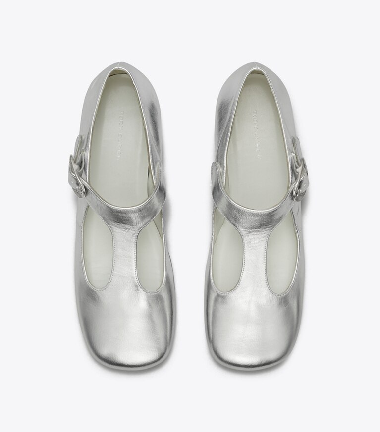 Tory Burch designer mocassins Salomés Violet in SILVER angle