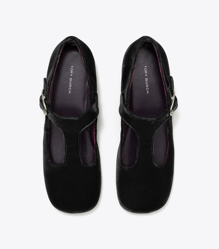 Tory Burch designer mocassins Salomés Violet in PERFECT BLACK angle