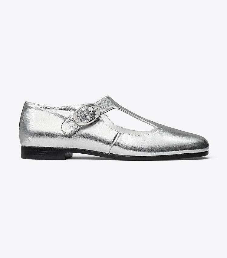 Tory Burch designer mocassins Salomés Violet in SILVER side