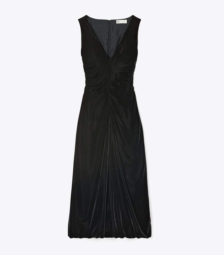Tory Burch designer kleider Samtkleid mit V-Ausschnitt in Black front
