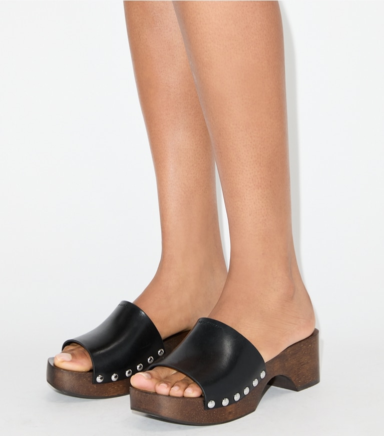 Tory Burch designer sandals Sandal Clog in BLACK accessory on model