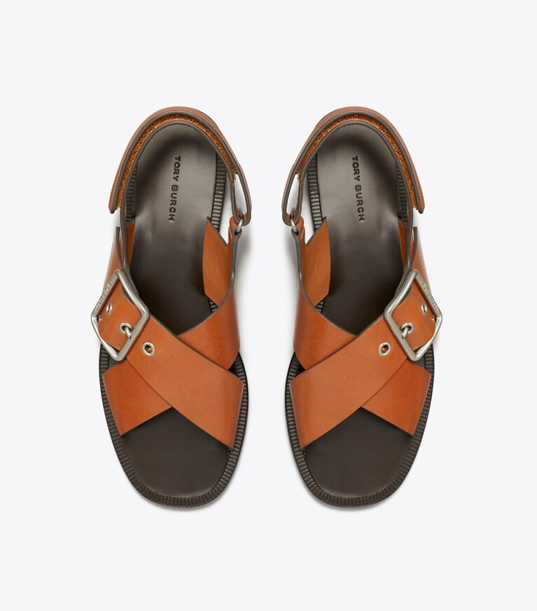 Tory Burch designer sandales Sandale à brides croisées dans DEEP RUSSET vue du dessus