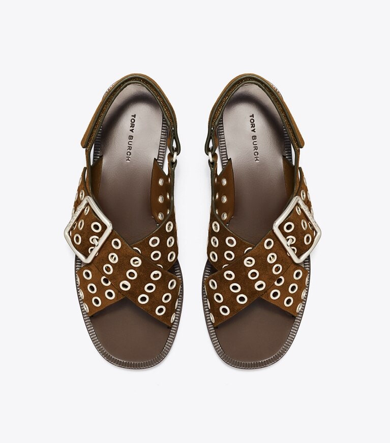 Tory Burch designer sandales Sandale à brides croisées dans MUSTANG vue du dessus