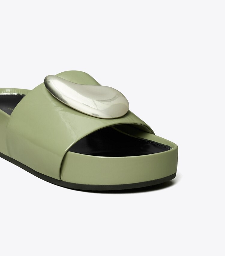 Tory Burch designer sandales Sandale à plateforme Patos dans LIGHT JADE / SILVER détails