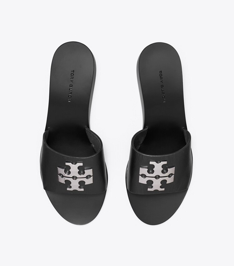 Tory Burch designer sandales Sandale à semelle compensée Charlie Cuoio dans PERFECT BLACK vue du dessus