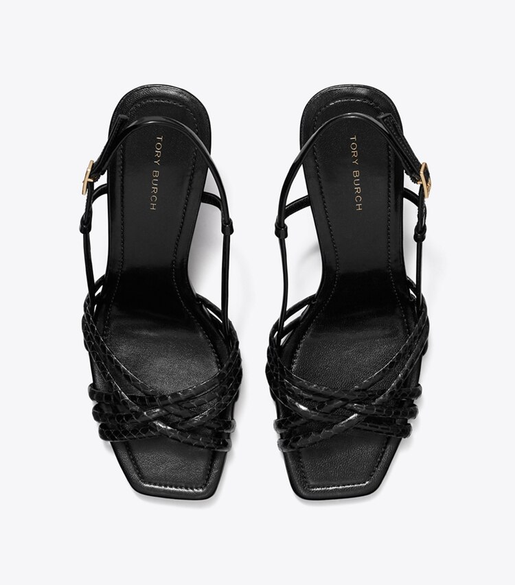 Tory Burch designer sandales Sandale à talon compensé à brides multiples dans PERFECT BLACK / PERFECT BLACK / PERFEC vue du dessus