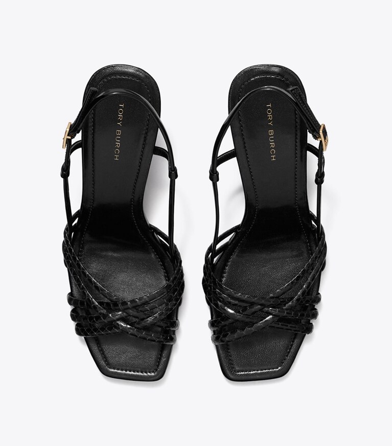Tory Burch designer sandales Sandale à talon compensé à brides multiples dans PERFECT BLACK / PERFECT BLACK / PERFEC vue du dessus