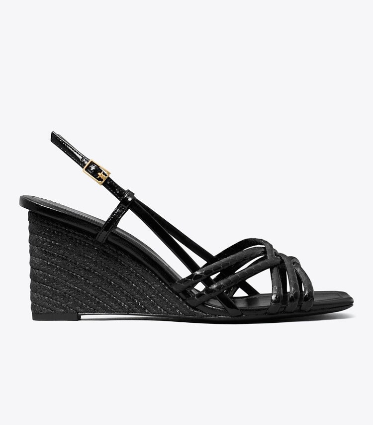 Tory Burch designer sandales Sandale à talon compensé à brides multiples dans PERFECT BLACK / PERFECT BLACK / PERFEC de côté