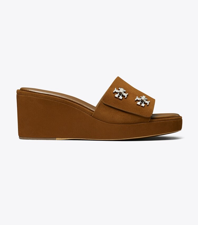 Tory Burch designer sandales Sandale à talon compensé avec fermoir dans COGNAC BROWN de côté