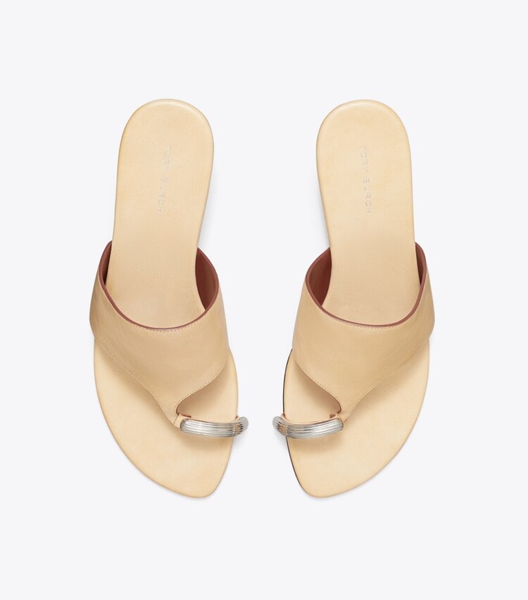 Tory Burch designer sandales Sandale à talon compensé Pierced dans SMOKY TAN vue du dessus
