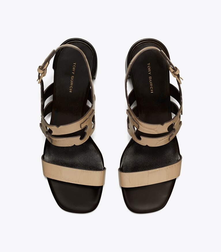 Tory Burch designer sandales Sandale à talon Ines dans STORMY GRAY / COCONUT vue du dessus