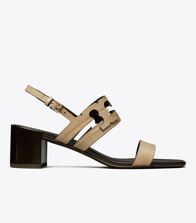 Tory Burch designer sandales Sandale à talon Ines dans STORMY GRAY / COCONUT de côté