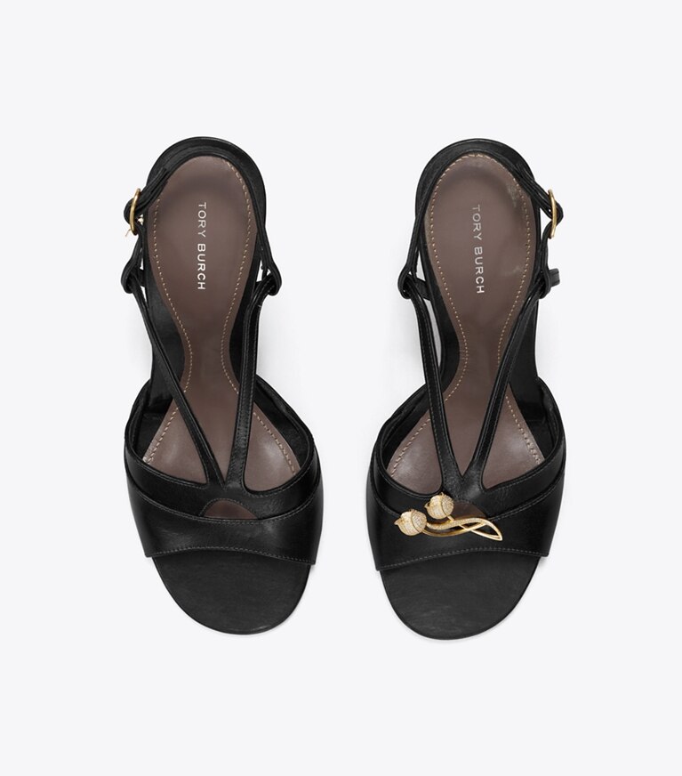Tory Burch designer sandales Sandale à talon torsadé dans BLACK vue du dessus