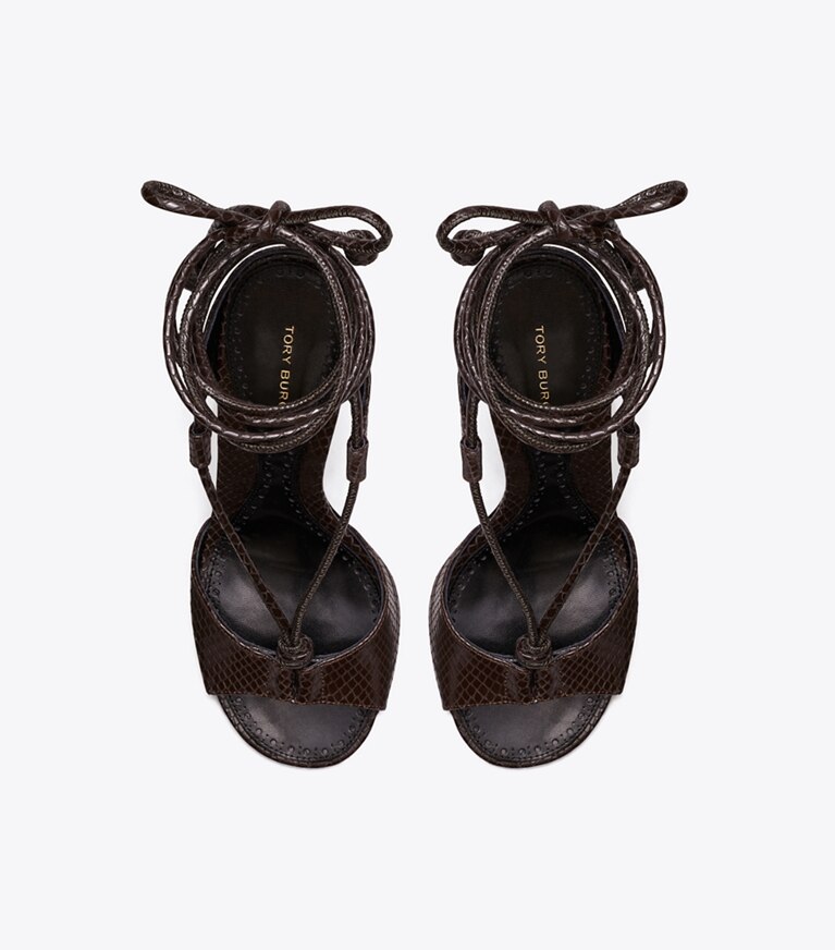 Tory Burch designer sandales Sandale à talon torsadé dans CHOCOLATE vue du dessus