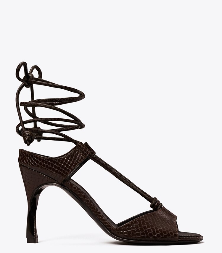 Tory Burch designer sandales Sandale à talon torsadé dans CHOCOLATE de côté