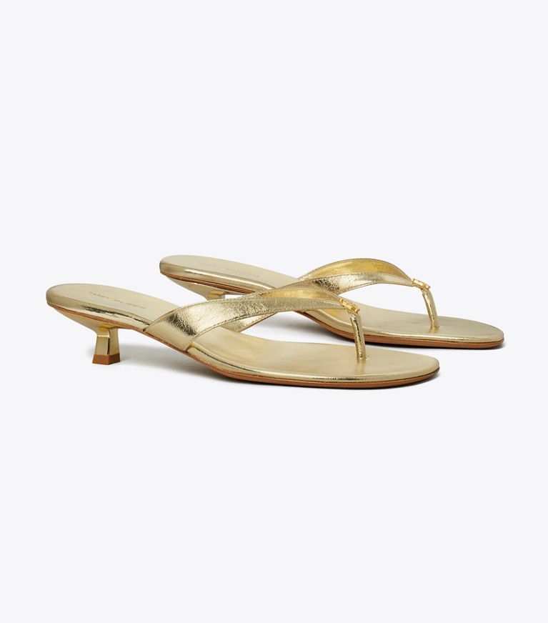 Tory Burch designer sandales Sandale Capri à petit talon dans GOLD angle