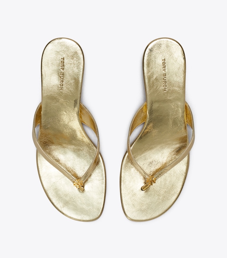 Tory Burch designer sandales Sandale Capri à petit talon dans GOLD vue du dessus