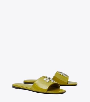 Tory Burch designer sandales Sandale Charlie dans MOSS / SILVER angle