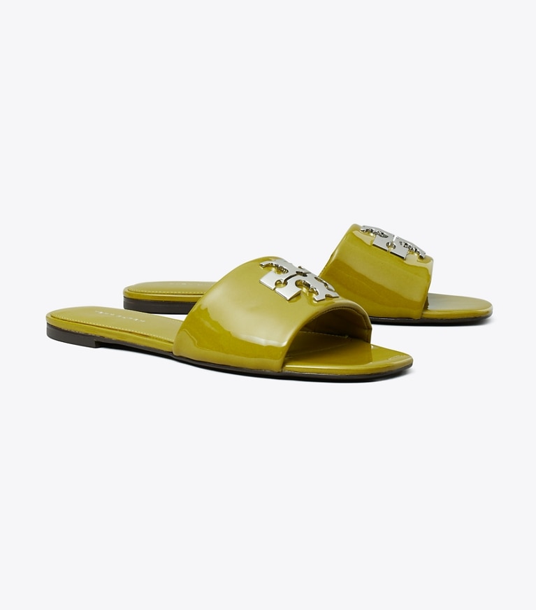 Tory Burch designer sandales Sandale Charlie dans MOSS / SILVER angle