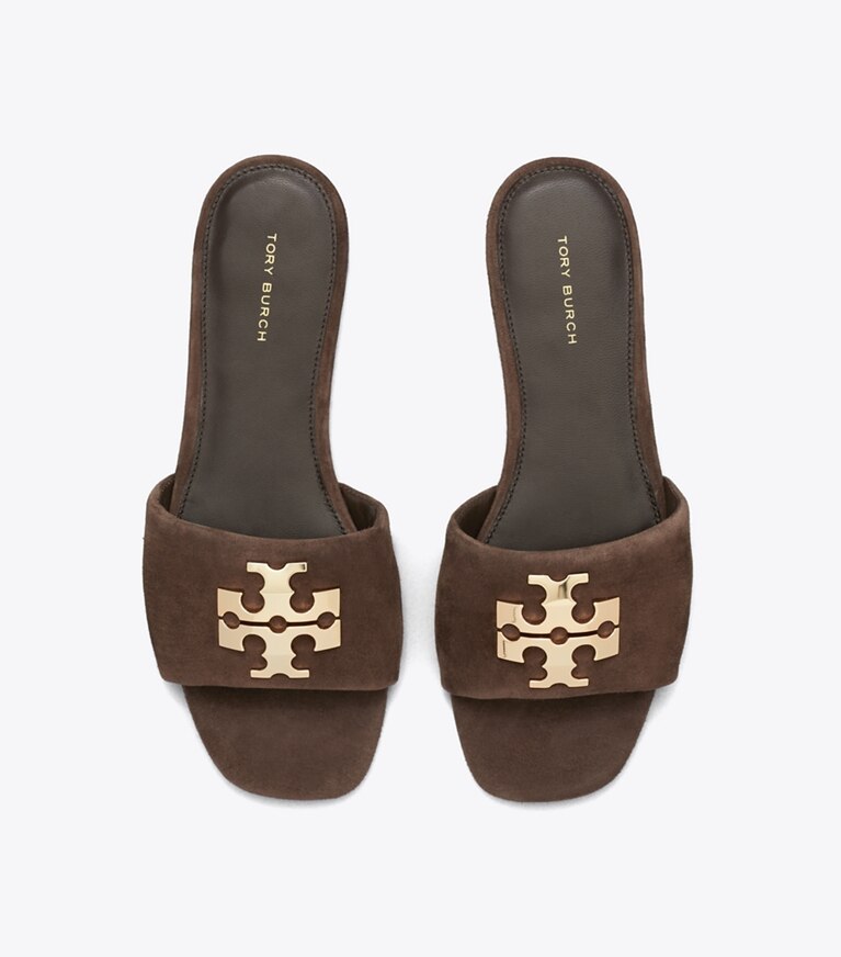 Tory Burch designer sandales Sandale Charlie dans DARK COCOA / GOLD vue du dessus