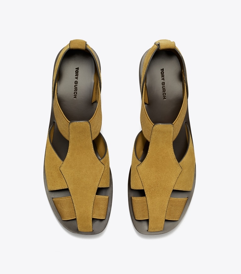 Tory Burch designer sandales Sandale de pêcheur dans DEEP UMBER vue du dessus