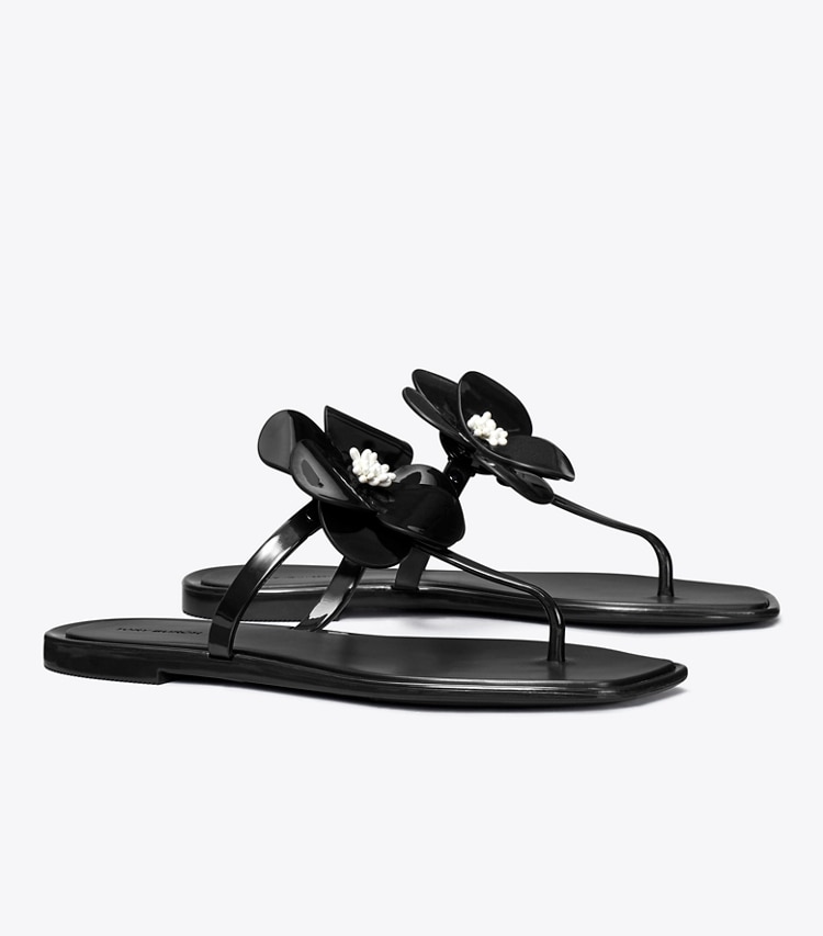 Tory Burch designer sandales Sandale en gelée à fleurs dans PERFECT BLACK angle
