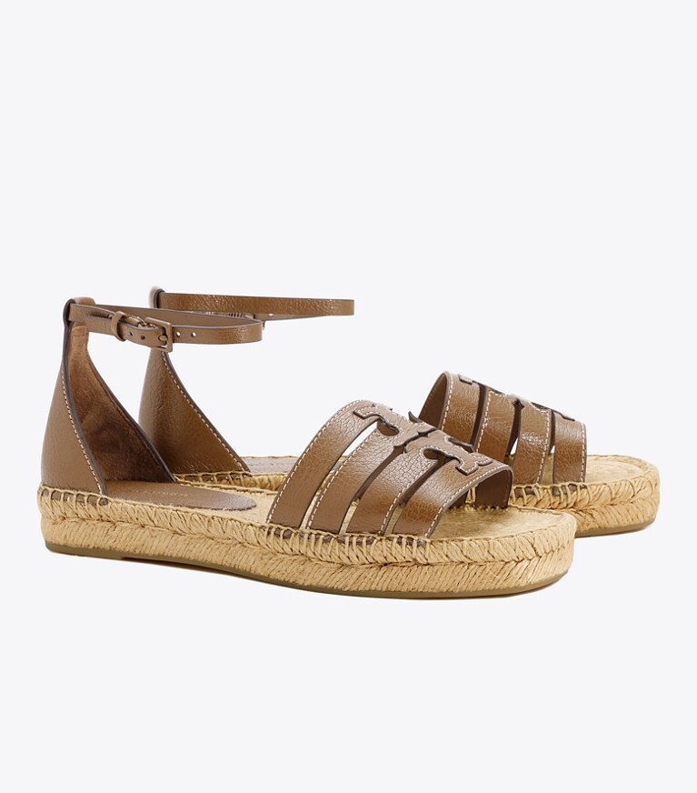 Tory Burch designer espadrilles Sandale espadrille Ines à multiples brides dans WILD MUSHROOM angle