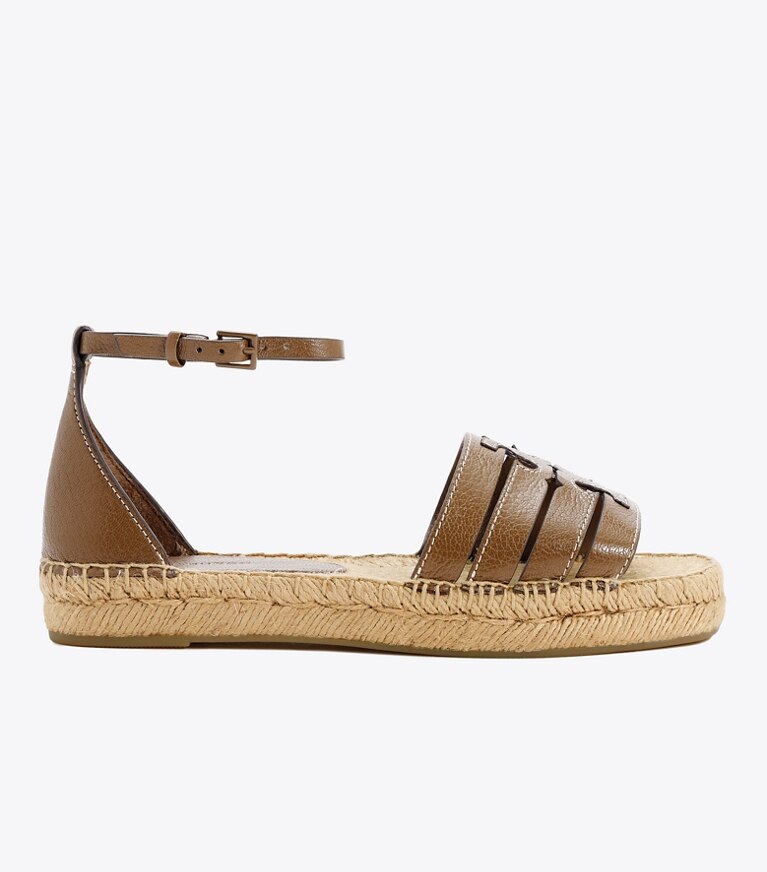 Tory Burch designer espadrilles Sandale espadrille Ines à multiples brides dans WILD MUSHROOM de côté