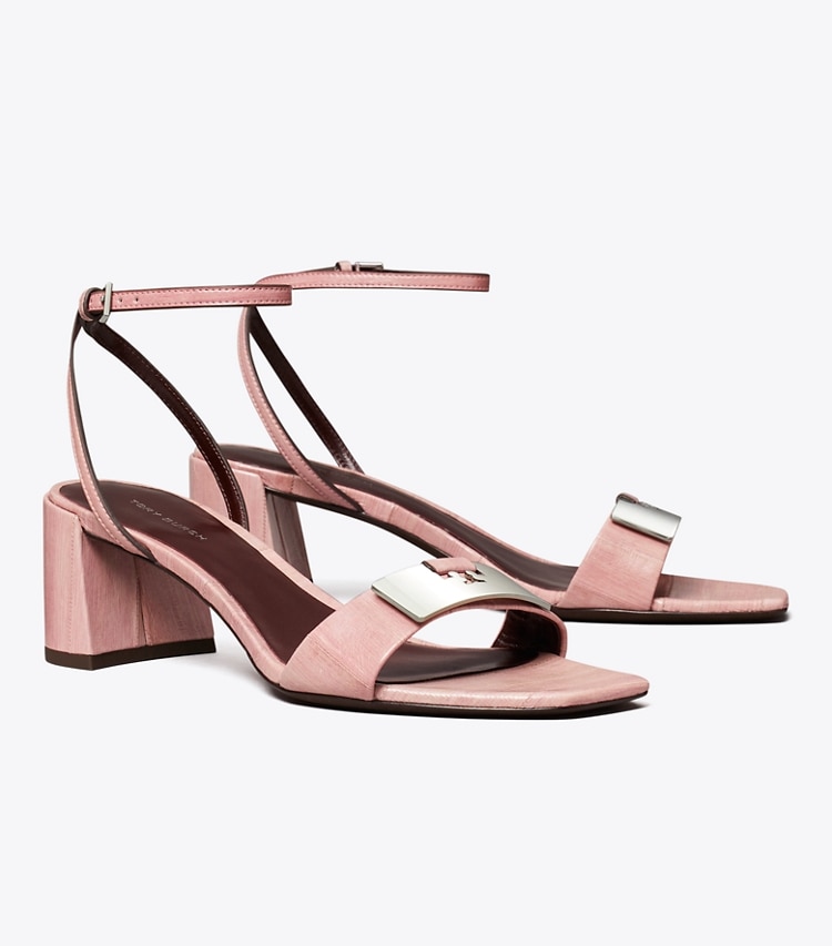 Tory Burch designer sandales Sandale Gigi dans ROSEWOOD / SILVER angle