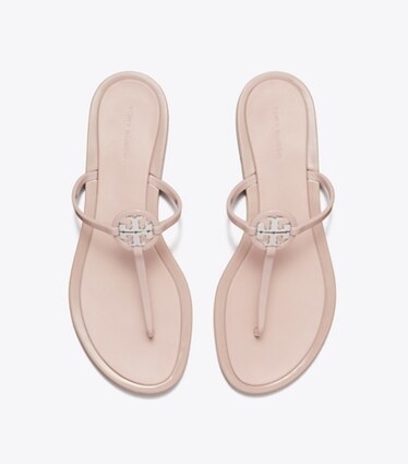 Tory Burch designer sandales Sandale Jelly Mini Miller dans PINK MEADOW / SILVER vue du dessus