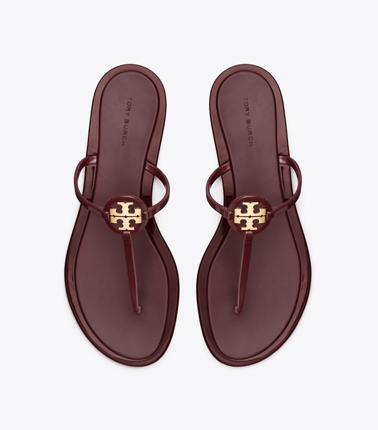 Tory Burch designer sandales Sandale Jelly Mini Miller dans DARK RASPBERRY / GOLD vue du dessus