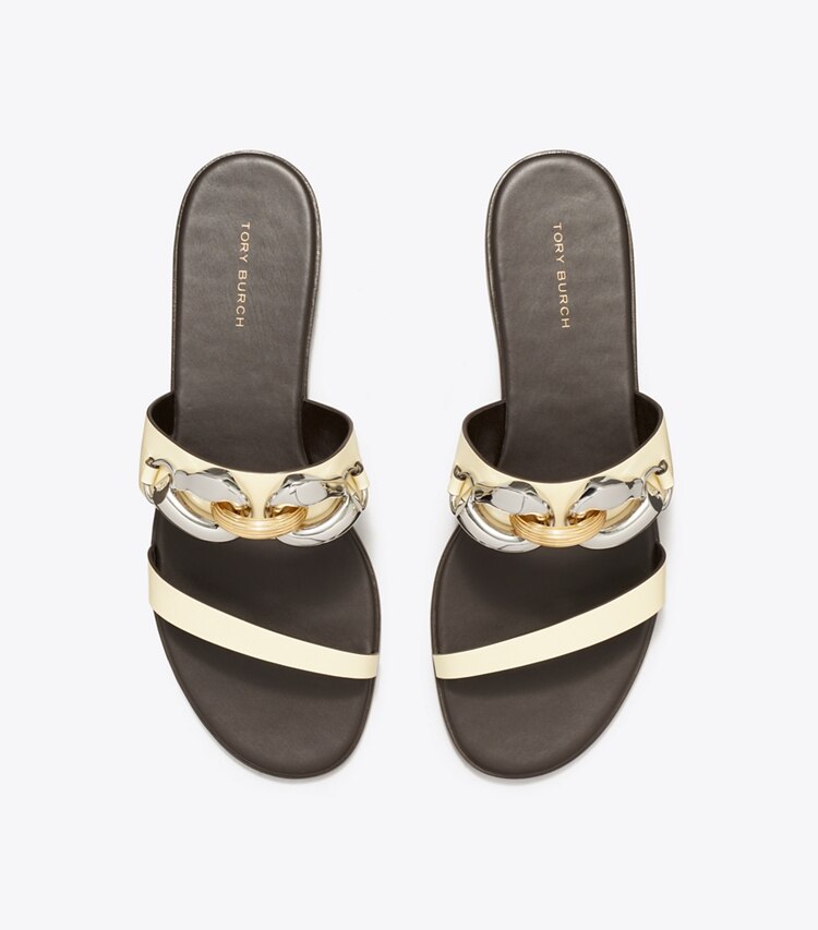 Tory Burch designer sandales Sandale Jessa à deux brides dans SOFT CUSTARD vue du dessus