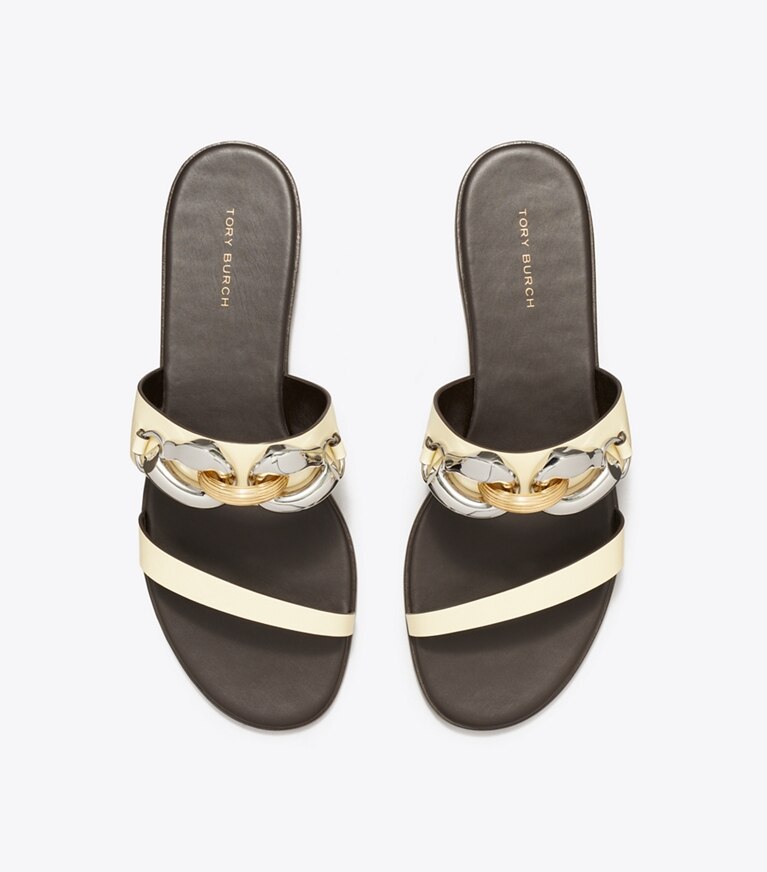 Tory Burch designer sandales Sandale Jessa à deux brides dans SOFT CUSTARD vue du dessus