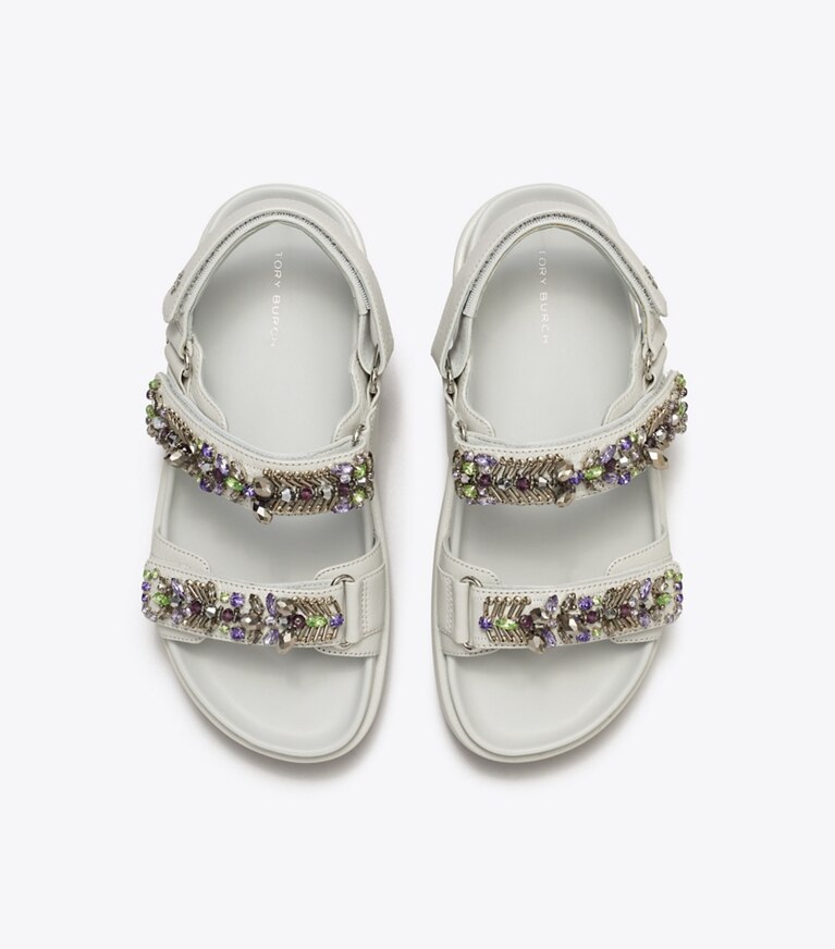 Tory Burch designer sandales Sandale Kira Sport in FEATHER GRAY angle