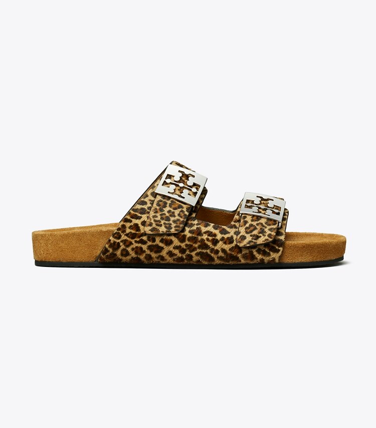 Tory Burch designer sandales Sandale Mellow dans LEOPARD MULTI / LIGHT TEAK de côté