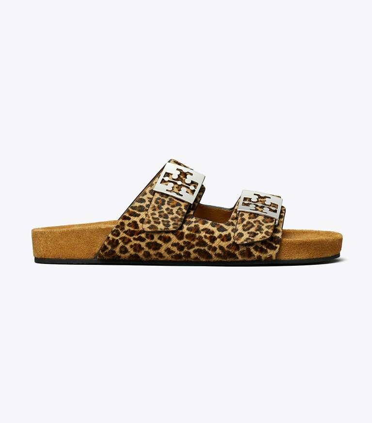Tory Burch designer sandales Sandale Mellow dans LEOPARD MULTI / LIGHT TEAK de côté