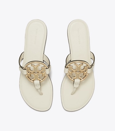 Tory Burch designer sandales Sandale Metal Miller dans LIGHT CREAM / GOLD vue du dessus