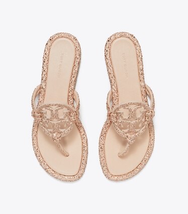 Tory Burch designer sandales Sandale Miller à nœud cristal dans ROSE PINK vue du dessus