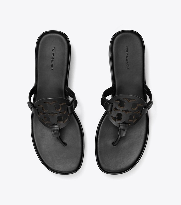 Tory Burch designer sandales Sandale Miller à talon compensé dans PERFECT BLACK vue du dessus