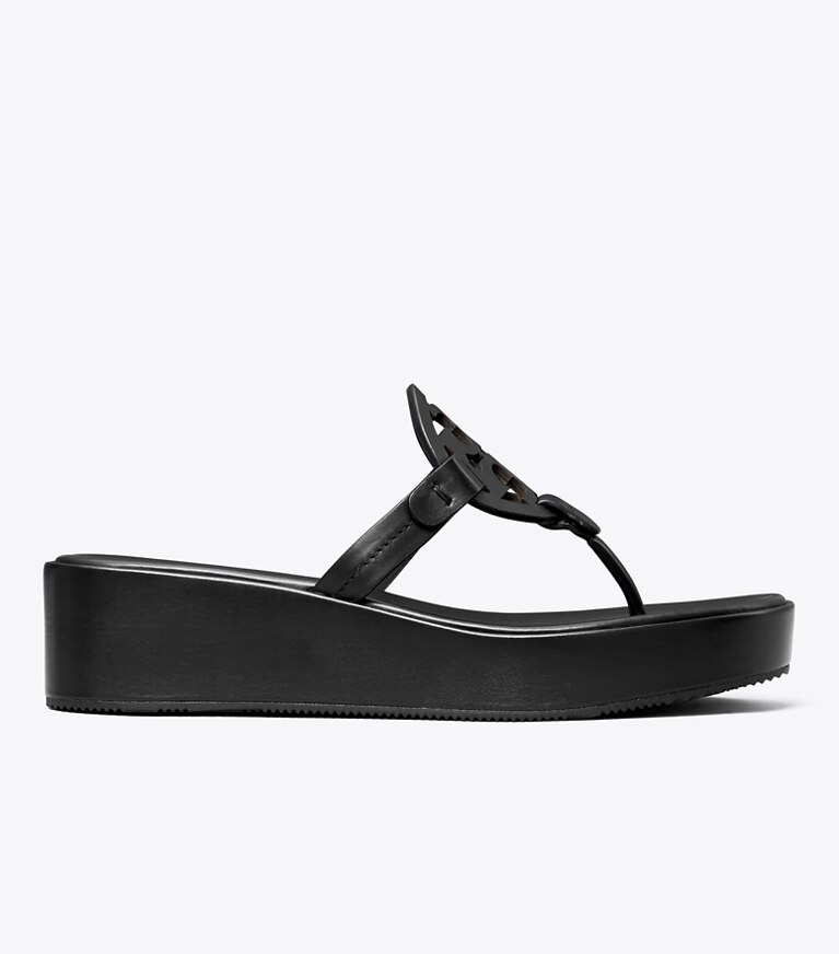 Tory Burch designer sandales Sandale Miller à talon compensé dans PERFECT BLACK de côté