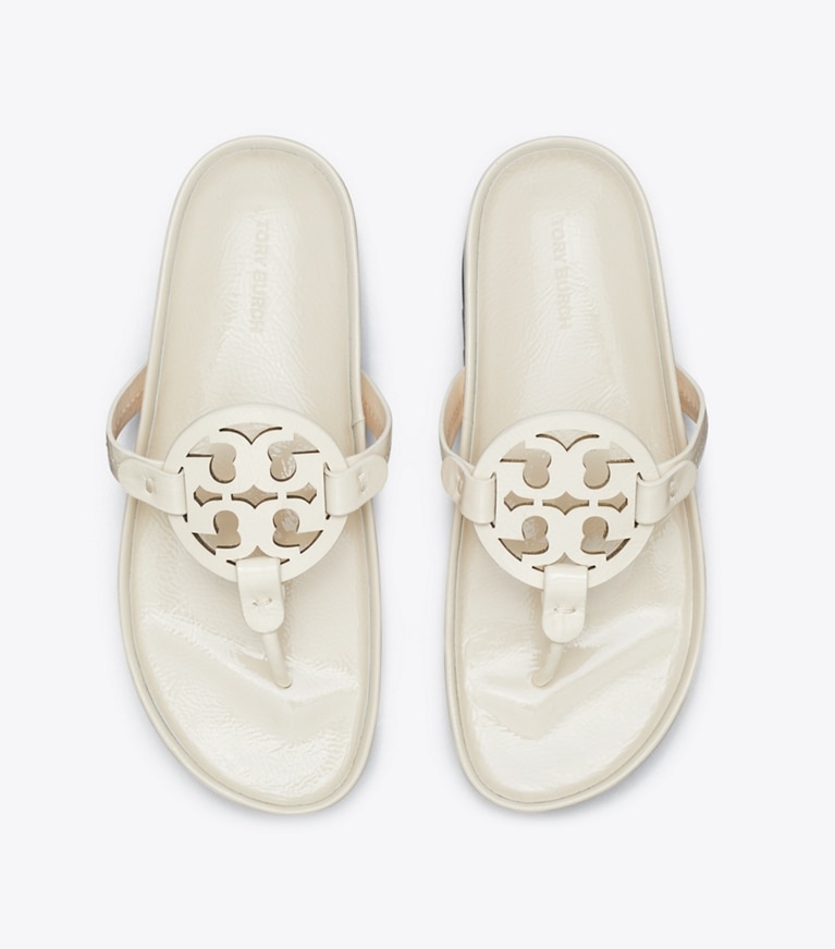 Tory Burch designer sandales Sandale Miller Cloud Lug dans NEW CREAM / PERFECT BLACK vue du dessus