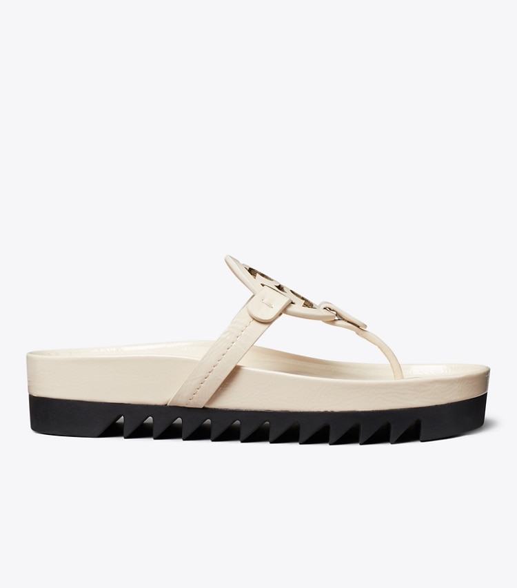 Tory Burch designer sandales Sandale Miller Cloud Lug dans NEW CREAM / PERFECT BLACK de côté