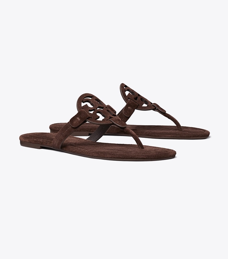Tory Burch designer sandales Sandale Miller en suède dans DARK COCOA angle