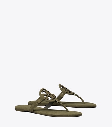 Tory Burch designer sandales Sandale Miller en suède dans DARK OLIVE angle