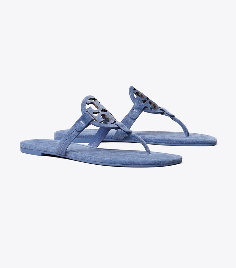 Tory Burch designer sandales Sandale Miller en suède dans SOFT BLUE angle