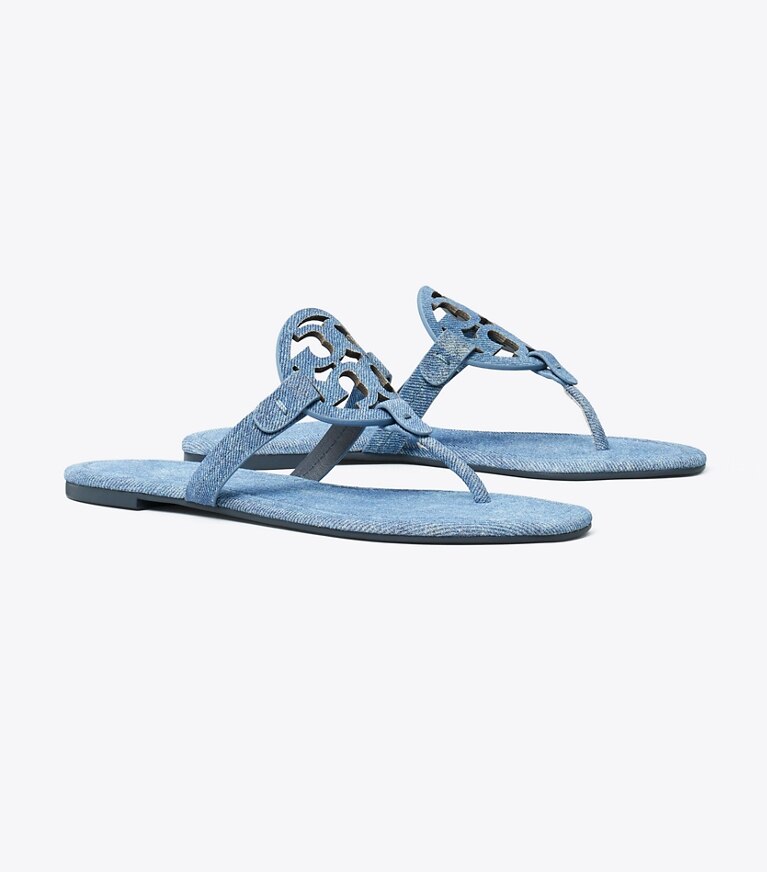 Tory Burch designer sandales Sandale Miller en suède dans DARK DENIM angle