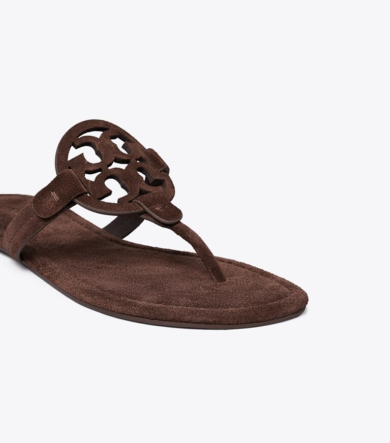 Tory Burch designer sandales Sandale Miller en suède dans DARK COCOA détails