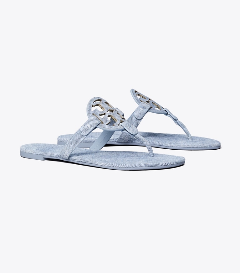 Tory Burch designer sandales Sandale Miller en suède imprimé dans BLUE CLOUD angle